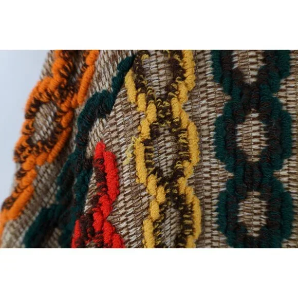 Vtg 60s 70s Mid Century Modern Womens OSFA Rainbow Fringed Sweater Cape Cardigan